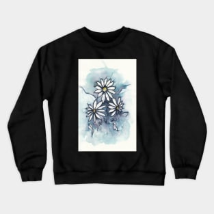 Three Sweet Wild Daisies in Ink and Watercolor Crewneck Sweatshirt